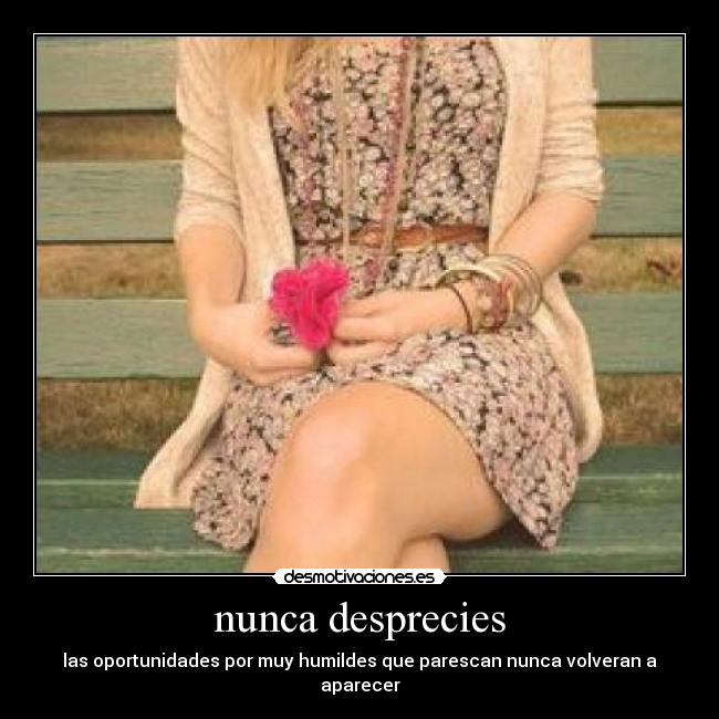 nunca desprecies - las oportunidades por muy humildes que parescan nunca volveran a aparecer
