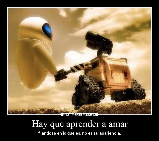 Hay que aprender a amar - fijándose en lo que es, no es su apariencia.