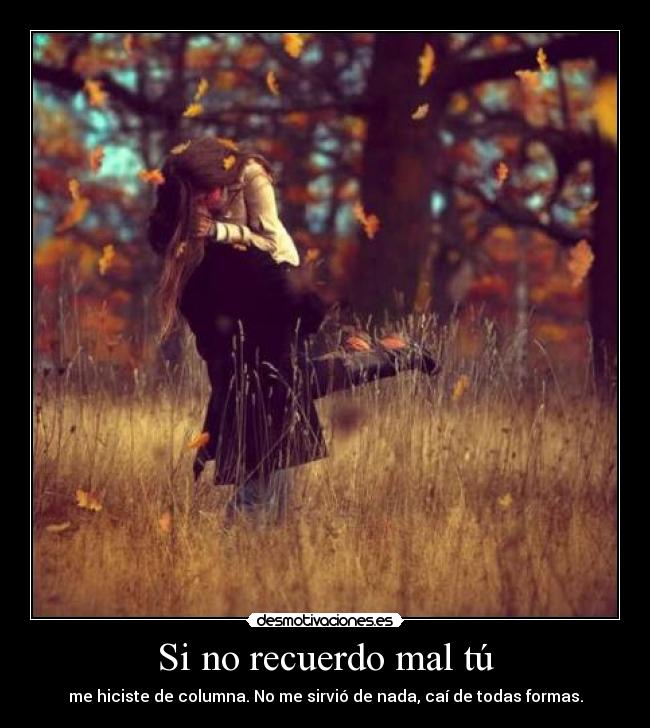 Si no recuerdo mal tú - me hiciste de columna. No me sirvió de nada, caí de todas formas.