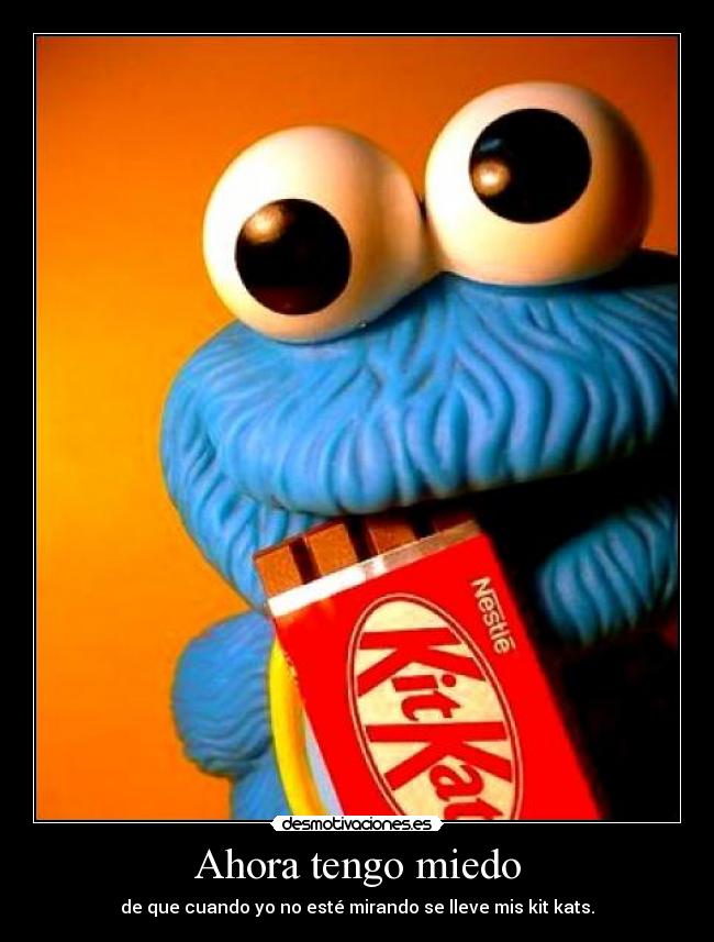Ahora tengo miedo - de que cuando yo no esté mirando se lleve mis kit kats.