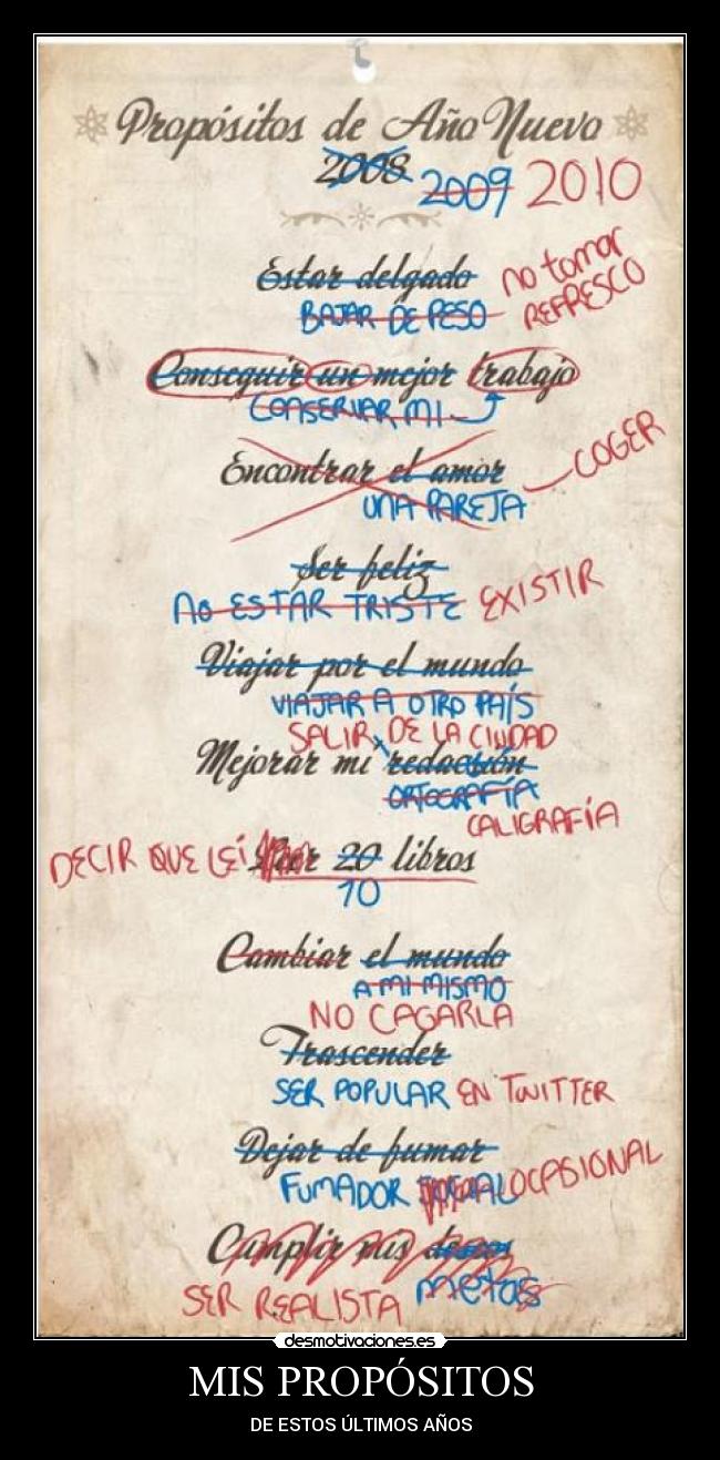 MIS PROPÓSITOS - DE ESTOS ÚLTIMOS AÑOS