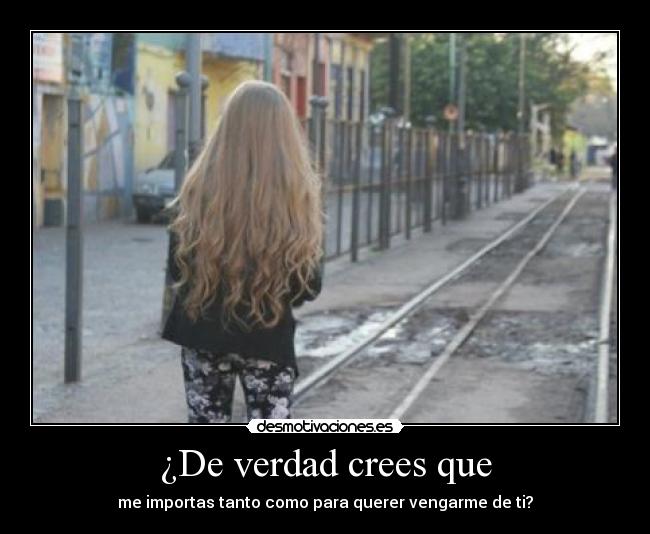 ¿De verdad crees que - me importas tanto como para querer vengarme de ti?