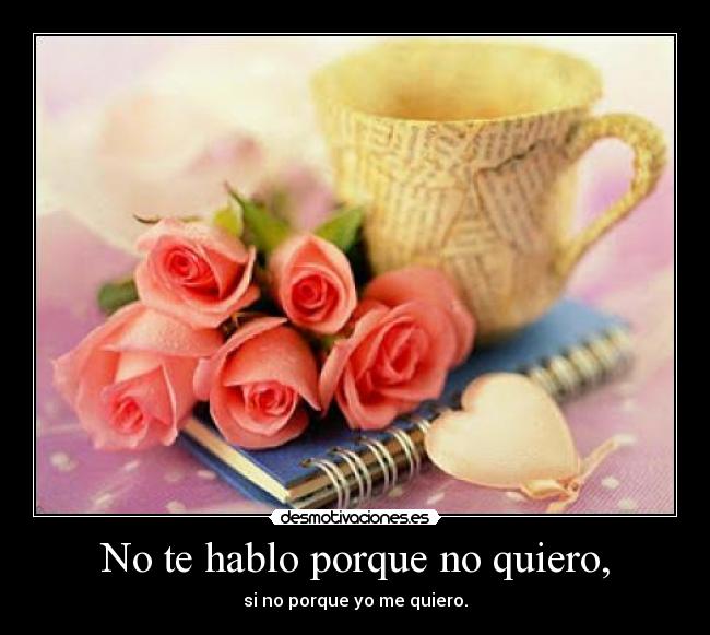No te hablo porque no quiero, - si no porque yo me quiero.