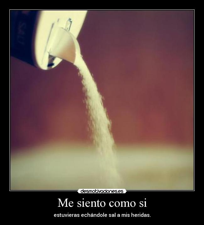 Me siento como si - estuvieras echándole sal a mis heridas.
