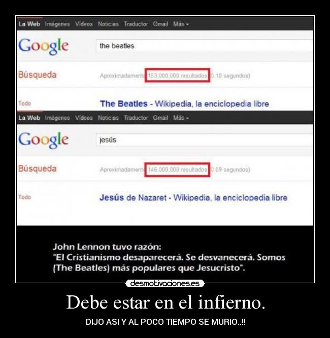 Debe estar en el infierno. - DIJO ASI Y AL POCO TIEMPO SE MURIO..!!