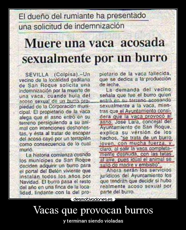 Vacas que provocan burros - y terminan siendo violadas