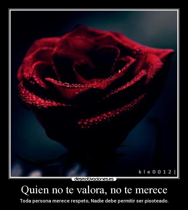 Quien no te valora, no te merece - Toda persona merece respeto, Nadie debe permitir ser pisoteado.