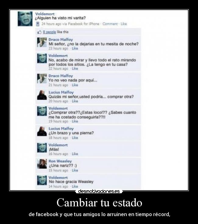 Cambiar tu estado - de facebook y que tus amigos lo arruinen en tiempo récord,