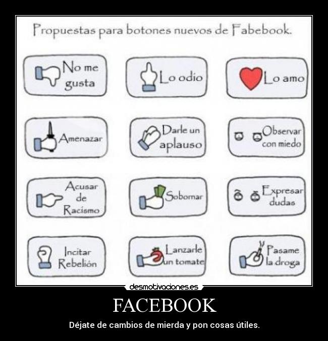 FACEBOOK - Déjate de cambios de mierda y pon cosas útiles.
