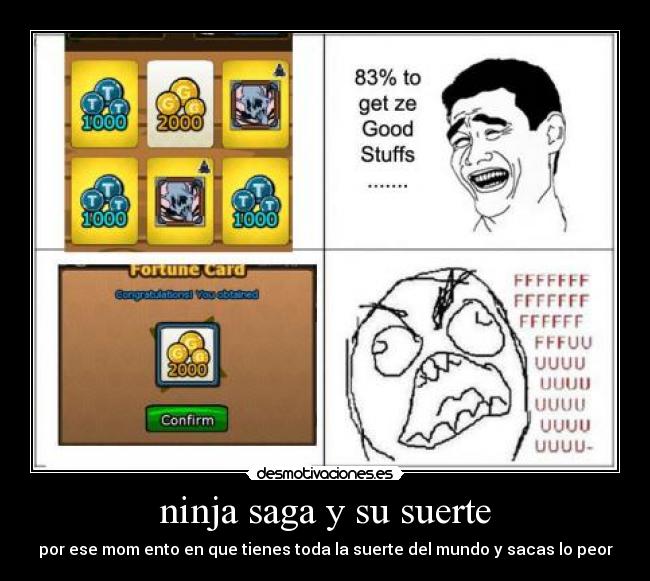 ninja saga y su suerte -