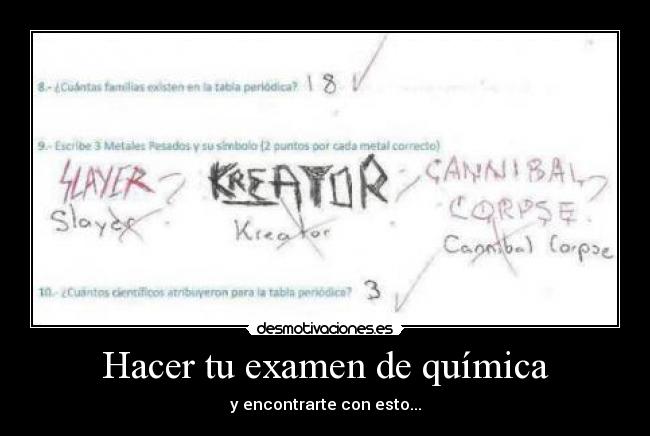 Hacer tu examen de química - y encontrarte con esto...