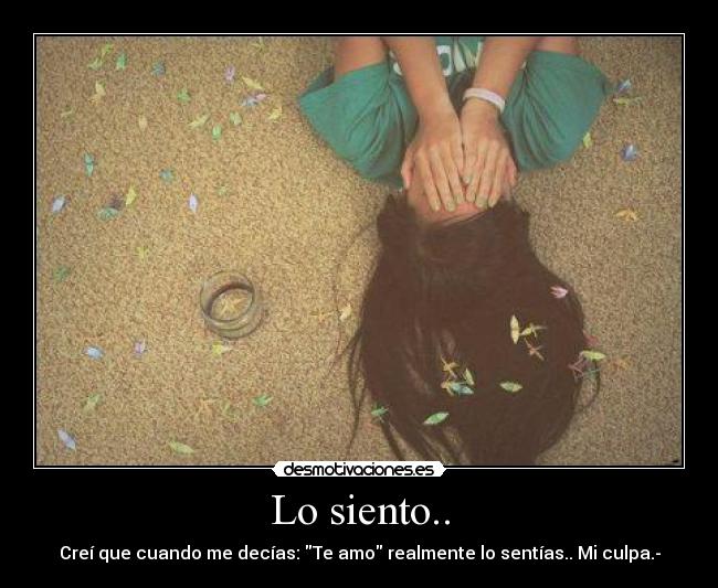 Lo siento.. - Creí que cuando me decías: Te amo realmente lo sentías.. Mi culpa.-