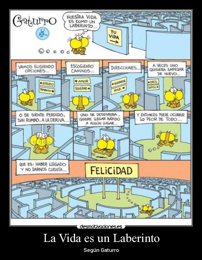 carteles vida gaturro vida laberinto desmotivaciones