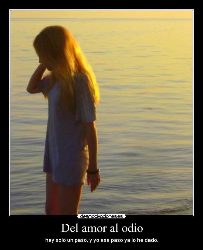 Del amor al odio - hay solo un paso, y yo ese paso ya lo he dado.