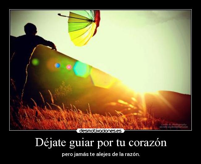 Déjate guiar por tu corazón - pero jamás te alejes de la razón.