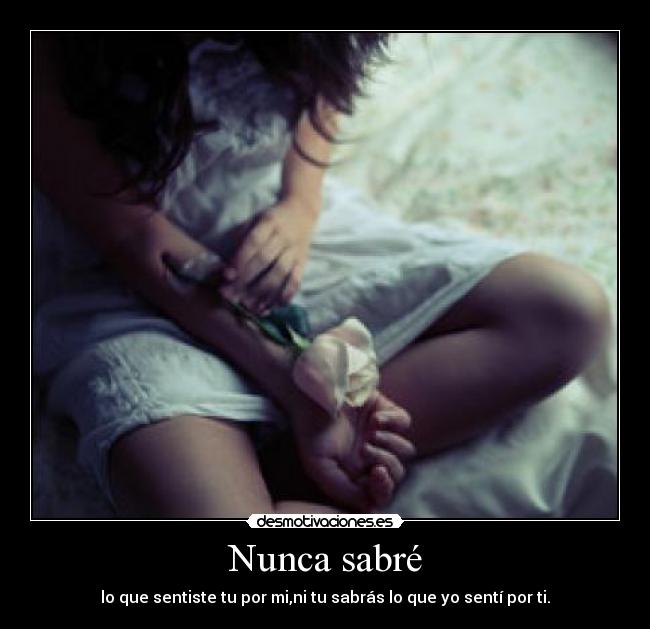 Nunca sabré - lo que sentiste tu por mi,ni tu sabrás lo que yo sentí por ti.