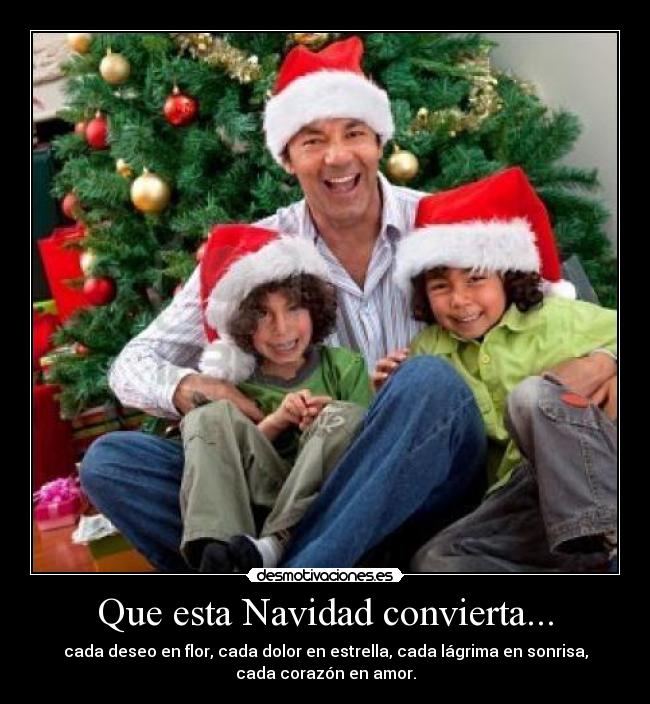 Que esta Navidad convierta... - cada deseo en flor, cada dolor en estrella, cada lágrima en sonrisa,
cada corazón en amor.