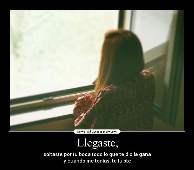 Llegaste, - soltaste por tu boca todo lo que te dio la gana
y cuando me tenías, te fuiste
