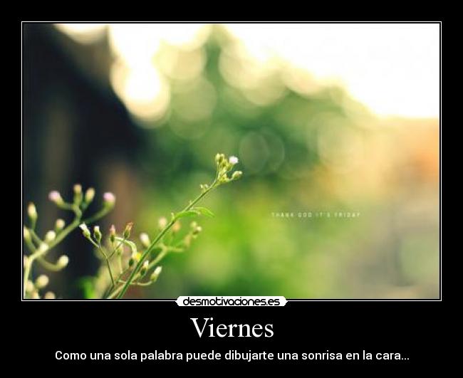 Viernes - Como una sola palabra puede dibujarte una sonrisa en la cara...