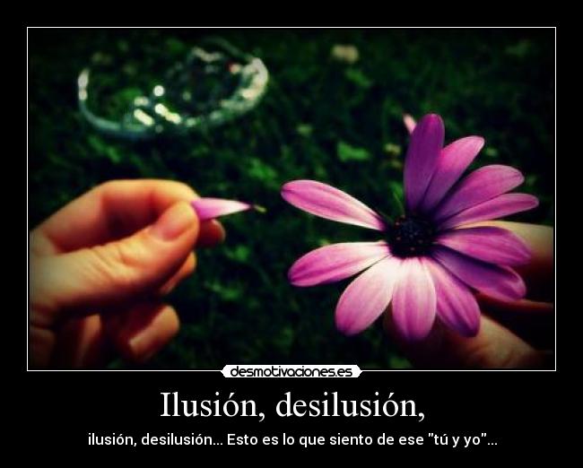 Ilusión, desilusión, - ilusión, desilusión... Esto es lo que siento de ese tú y yo...