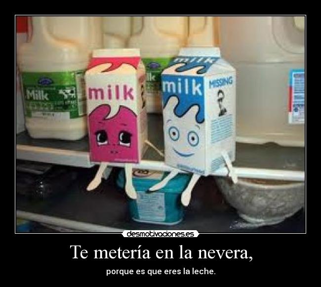 Te metería en la nevera, - porque es que eres la leche.