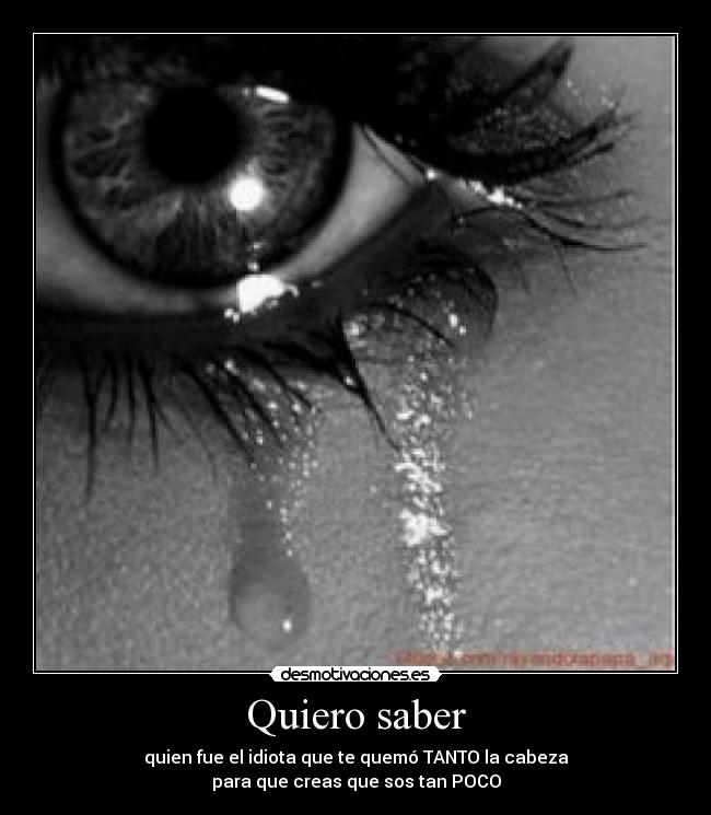 Quiero saber - quien fue el idiota que te quemó TANTO la cabeza
para que creas que sos tan POCO