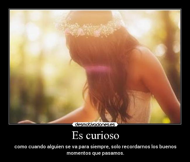 Es curioso - como cuando alguien se va para siempre, solo recordarnos los buenos
momentos que pasamos.