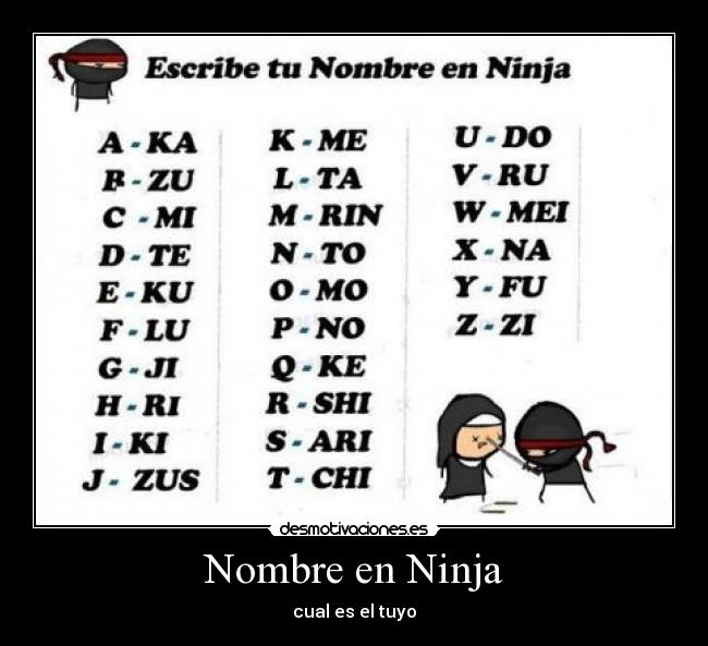 Nombre en Ninja - cual es el tuyo