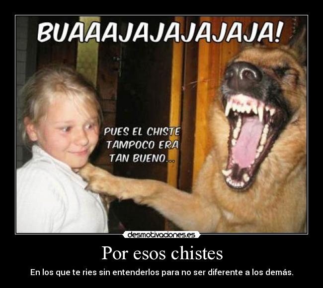 Por esos chistes - En los que te ries sin entenderlos para no ser diferente a los demás.