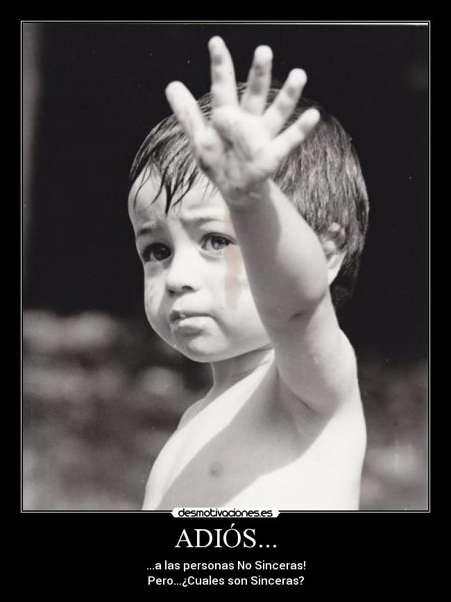 ADIÓS... - ...a las personas No Sinceras!
Pero...¿Cuales son Sinceras?