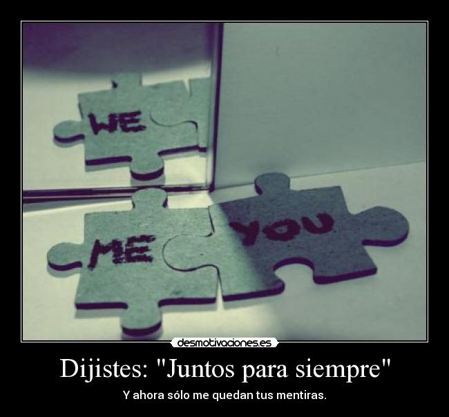 Dijistes: Juntos para siempre - Y ahora sólo me quedan tus mentiras.