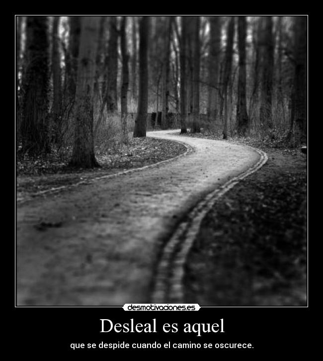 Desleal es aquel - que se despide cuando el camino se oscurece.