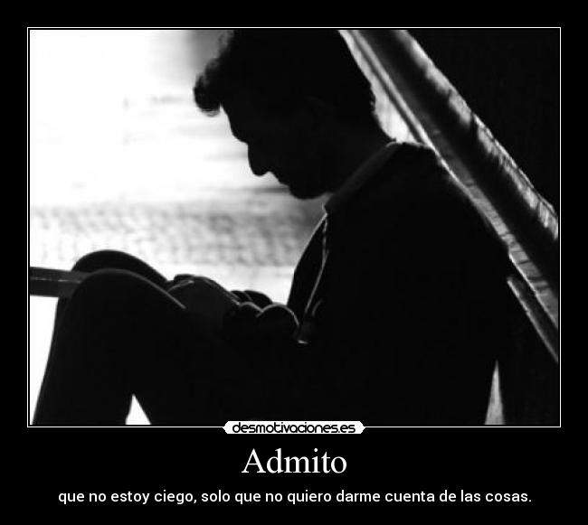 Admito - que no estoy ciego, solo que no quiero darme cuenta de las cosas.