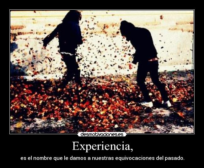 Experiencia, - es el nombre que le damos a nuestras equivocaciones del pasado.