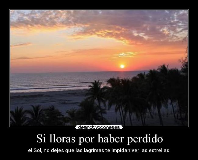 Si lloras por haber perdido - el Sol, no dejes que las lagrimas te impidan ver las estrellas.