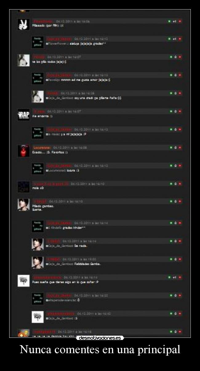 Nunca comentes en una principal -