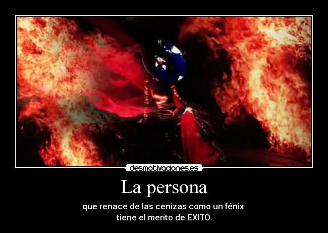 La persona - que renace de las cenizas como un fénix
tiene el merito de EXITO.