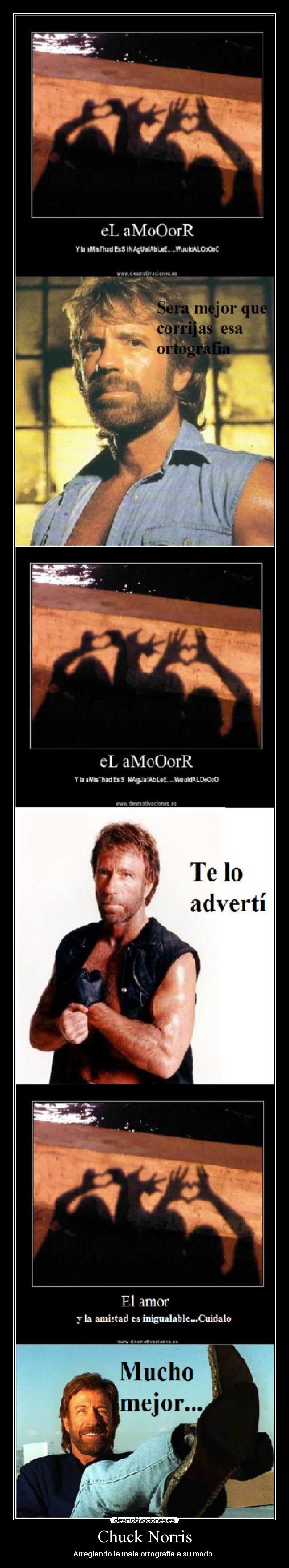 Chuck Norris - Arreglando la mala ortografía a su modo..