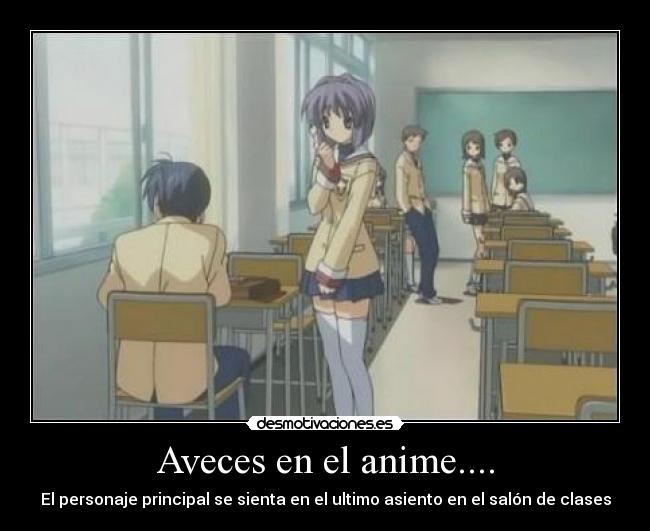 carteles anime clannad tomoya sienta ultimo asiento salon clases desmotivaciones