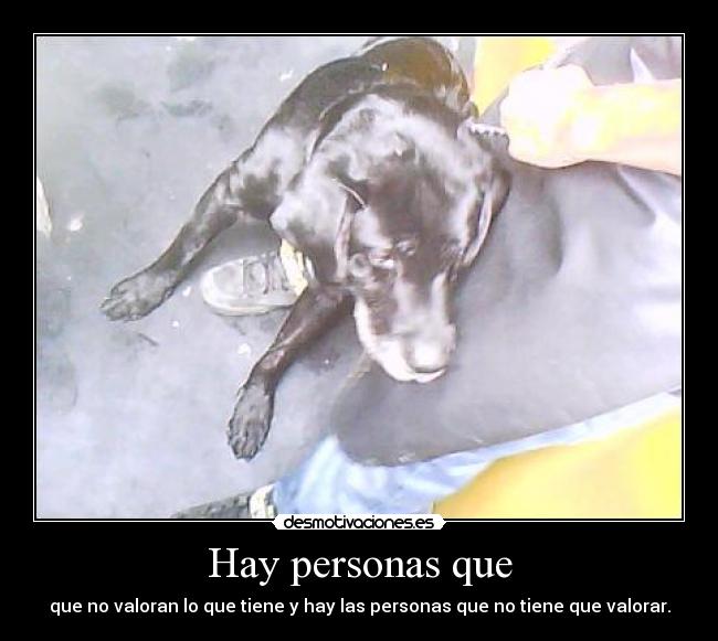 Hay personas que - que no valoran lo que tiene y hay las personas que no tiene que valorar.