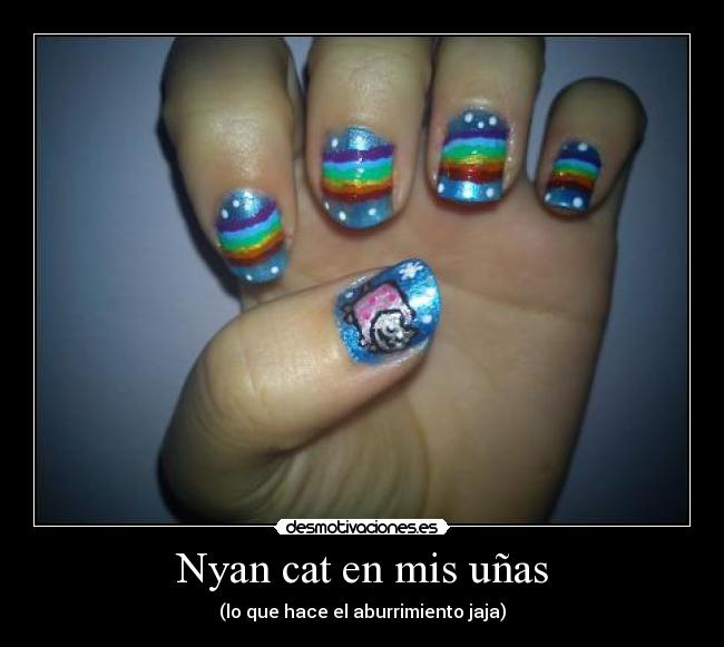 Nyan cat en mis uñas - (lo que hace el aburrimiento jaja)