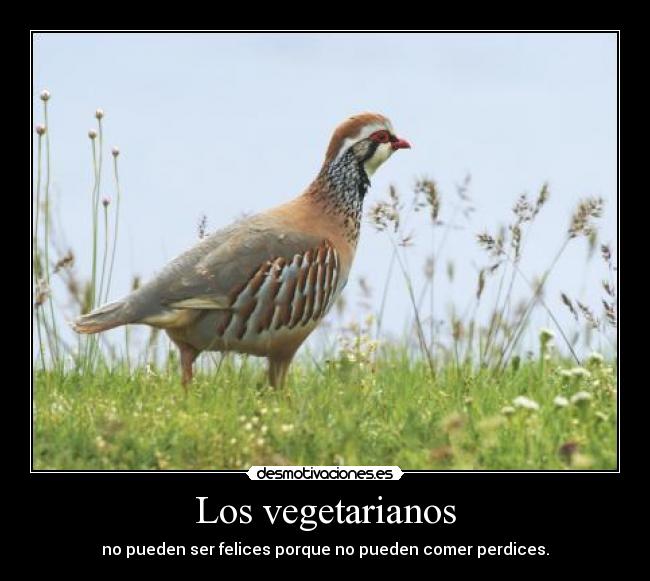 Los vegetarianos - no pueden ser felices porque no pueden comer perdices.