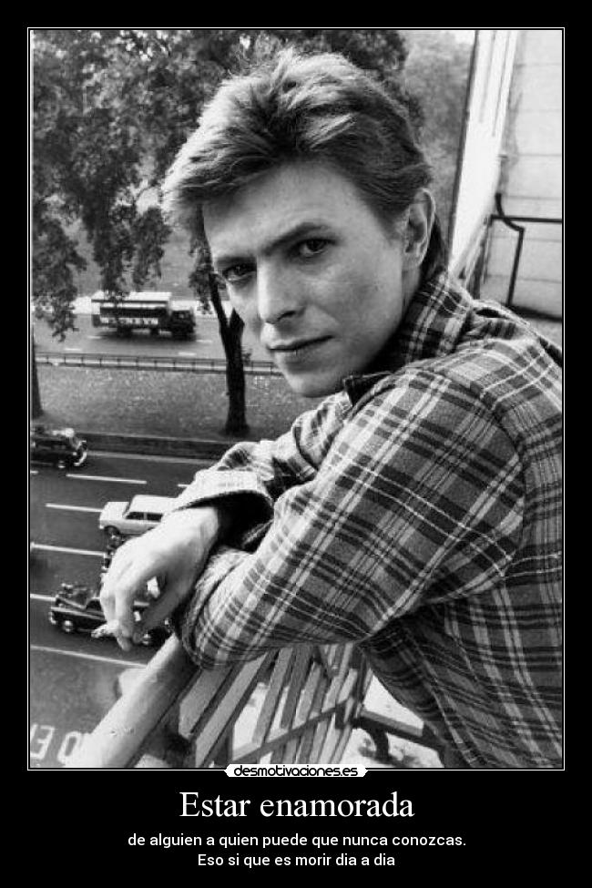 Estar enamorada - de alguien a quien puede que nunca conozcas.
Eso si que es morir dia a dia