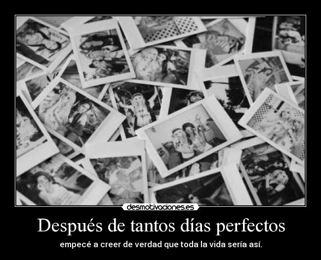 Después de tantos días perfectos - empecé a creer de verdad que toda la vida sería así.