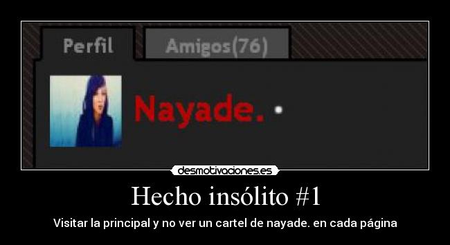 Hecho insólito #1 - Visitar la principal y no ver un cartel de nayade. en cada página