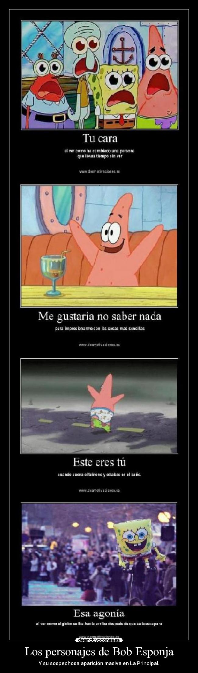 carteles bob esponja sospechoso principal aparicion masiva desmotivaciones