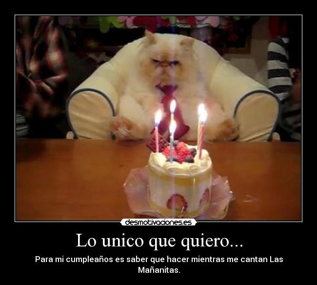 Lo unico que quiero... - Para mi cumpleaños es saber que hacer mientras me cantan Las Mañanitas.