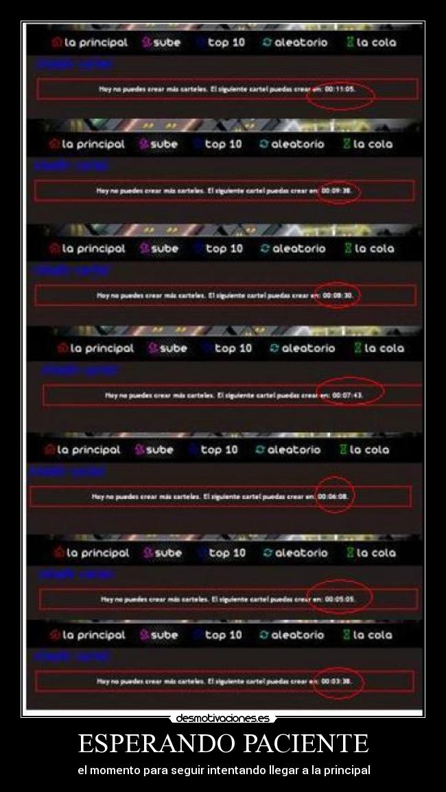 ESPERANDO PACIENTE - el momento para seguir intentando llegar a la principal