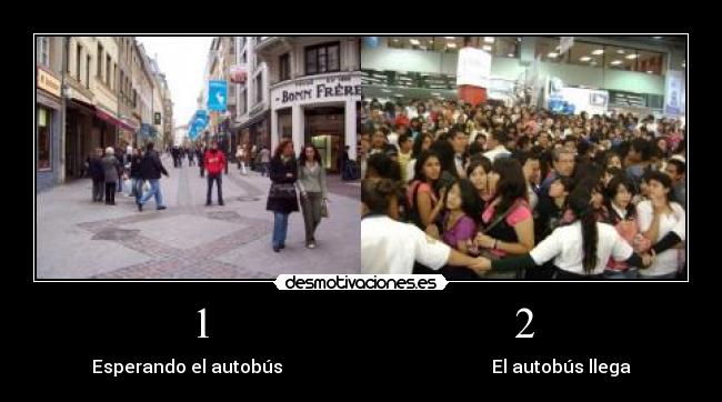 1                           2 - Esperando el autobús                                               El autobús llega