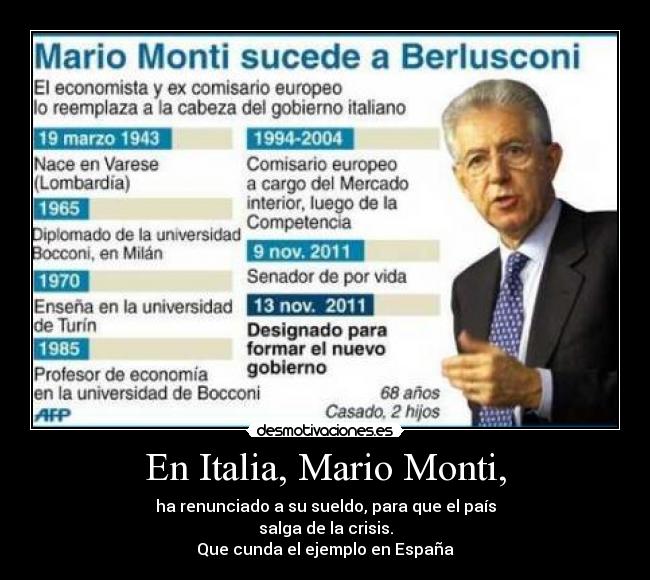 En Italia, Mario Monti, -